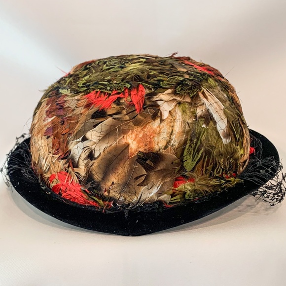 Vintage Feathered Bowler Hat